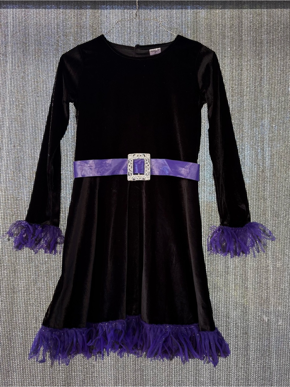 Black and Purple Velvet Witch Costume Dress Youth Medium